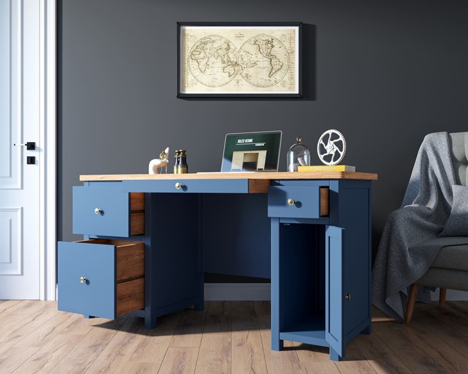 Большой рабочий стол Jules Verne JV14ETGB (Синий) в Шахтах - изображение 2