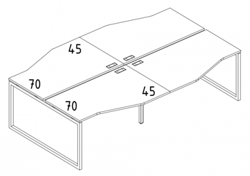 Рабочая станция столы (4х120) Техно на металлокаркасе QUATTRO А4, 240x184x75 белый премиум / металлокаркас белый А4 Б4 189-2 БП в Шахтах