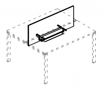 Экран настольный фронтальный для стола 100 с двумя кабель-каналами А4, (125x50x1.8) белый премиум / металлокаркас белый, А4 Б 847 БП в Шахтах
