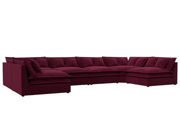 П-образный диван Лига-040, Бордовый (микровельвет) в Шахтах