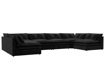 П-образный диван Лига-040, Черный (велюр) в Шахтах