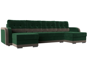 П-образный диван Марсель, Зеленый\Коричневый (велюр) в Шахтах