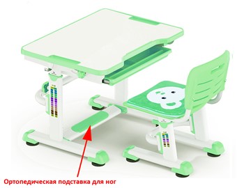Парта растущая + стул Mealux BD-08 Teddy, green, зеленая в Батайске