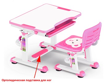 Растущая парта и стул Mealux BD-08 Teddy, pink, розовая в Батайске