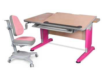 Кресло и растущая парта Mealux Detroit + Onyx BD-320 NT/R-L + Y-110 DPG, клен/розовый в Шахтах