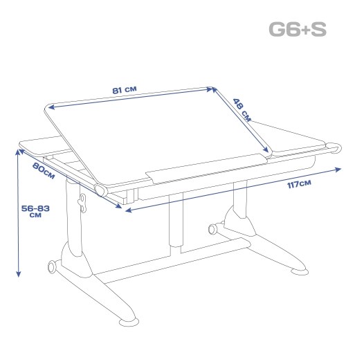 Детский стол-трансформер Эргономик G6-S с газлифтом и большим пеналом, Белый + Голубой в Шахтах - изображение 1