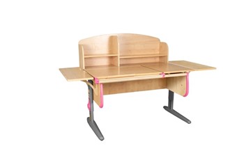Детский стол-трансформер 1/75-40 (СУТ.25) + Polka_b 1/550 (2 шт.) + Polka_n 1/1200 бежевый/серый/розовый в Шахтах