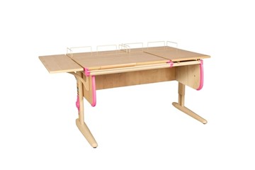 Детский стол-трансформер 1/75-40 (СУТ.25) + Polka_z 1/600 (2 шт.) + Polka_b 1/550 бежевый/бежевый/розовый в Шахтах