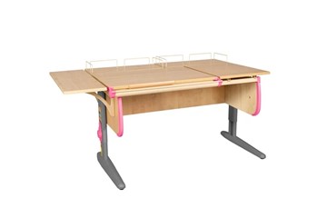 Детский стол-трансформер 1/75-40 (СУТ.25) + Polka_z 1/600 (2 шт.) + Polka_b 1/550 бежевый/серый/розовый в Шахтах