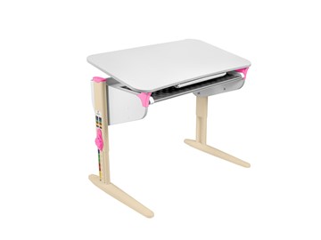 Детский стол-трансформер 5/100 (СУТ. 46) Белый/Бежевый/Розовый с лотком в Таганроге