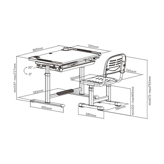 Растущая парта + стул Littonia Grey FUNDESK (c лампой и подставкой) в Шахтах - изображение 8