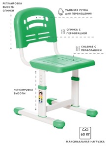Растущая парта и растущий стул SET HOLTO-17А, зеленый в Батайске - предосмотр 4