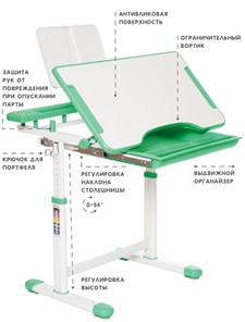 Растущая парта и растущий стул SET HOLTO-17А, зеленый в Шахтах - предосмотр 5